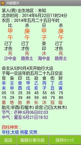 南方八字排盘